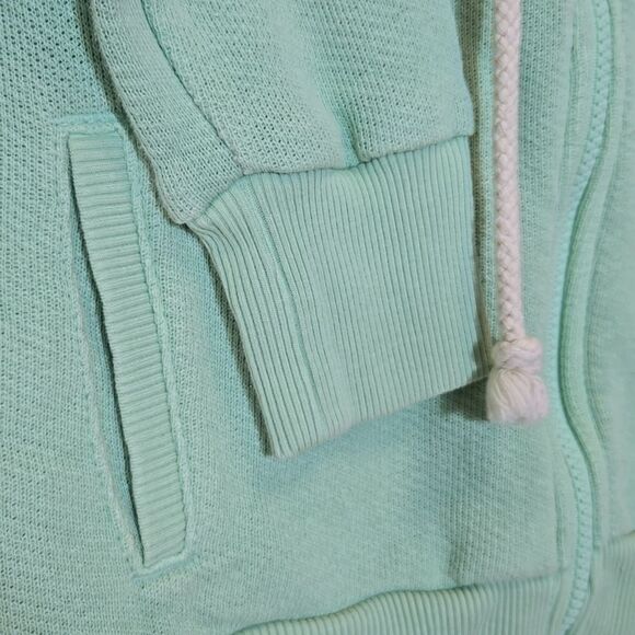 American Eagle AE Sun Set Zip Up Hoodie Green Cropped Feels Seriously Lived In - Picture 7 of 15